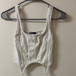 White Ribbed Crop Top